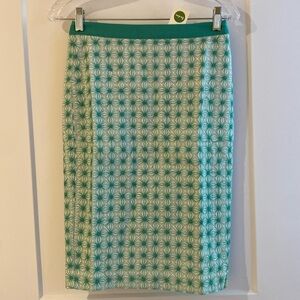 BODEN COTTON EMBROIDERED VIRIDIAN GREEN SUMMER PENCIL SKIRT WG598 -US 2R